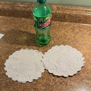 White Embroidered Doilies Set